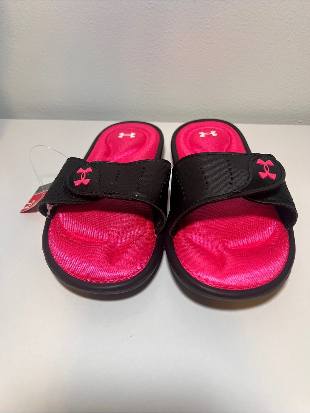 Under Armour Kids Hot Pink and Black Slide Sandals